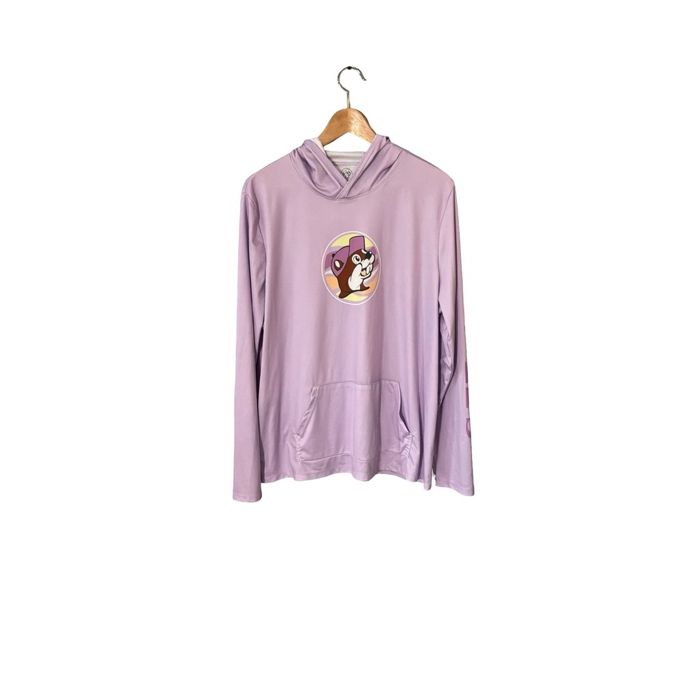 Buc-ee's Happiness Comes In Waves Hoodie 2X Purple Polyester Graphic Top